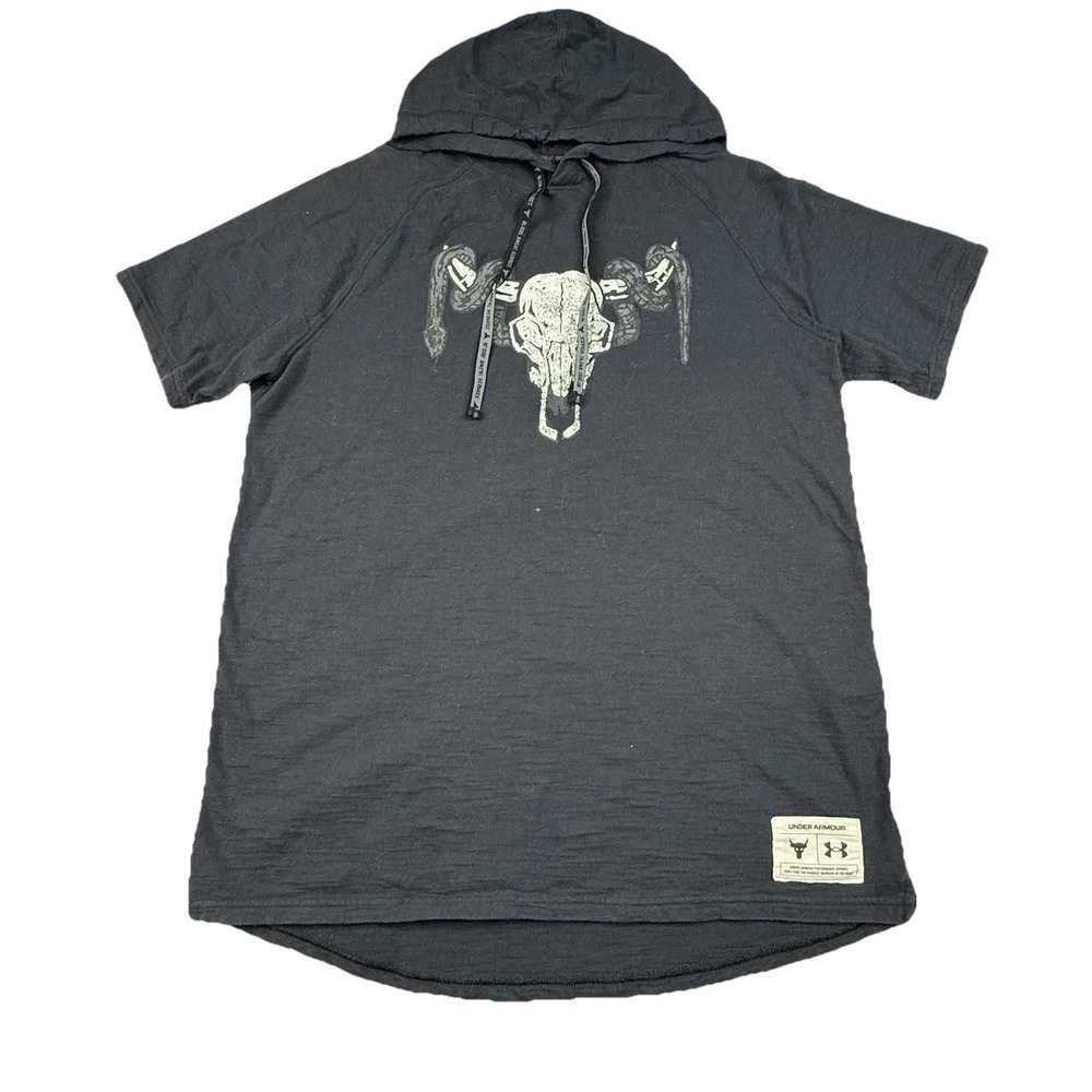 Under Armour Project Rock Charged Cotton Short Sleeve Hoodie Black Men's Medium